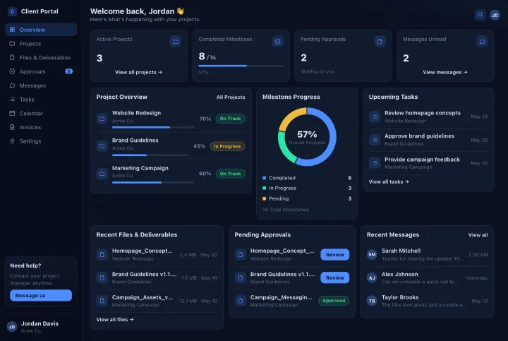 Client Portal dashboard