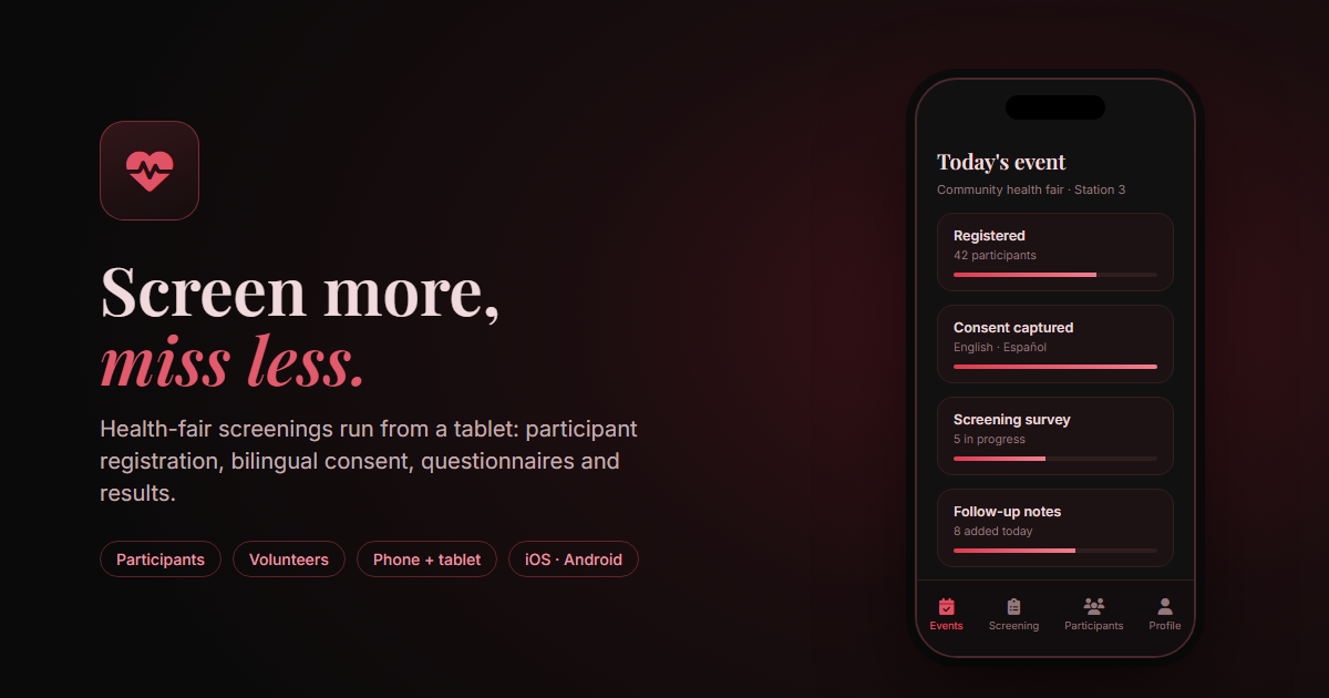 Community health screening app
