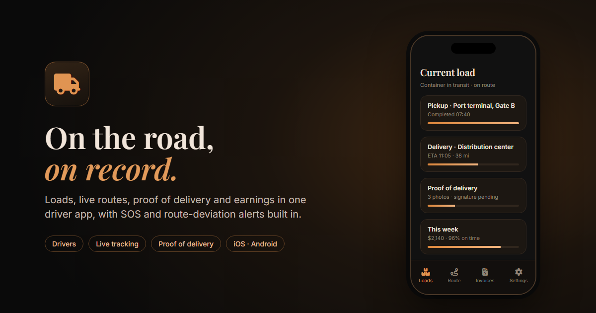 Container trucking driver app